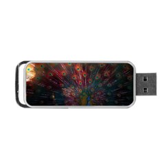 Red Peacock Feather Portable Usb Flash (one Side) by Cowasu