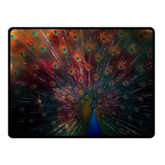 Red Peacock Feather Two Sides Fleece Blanket (small) by Cowasu