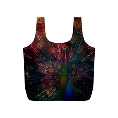 Red Peacock Feather Full Print Recycle Bag (s) by Cowasu