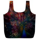 Red Peacock Feather Full Print Recycle Bag (XXL) Back