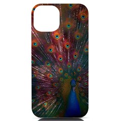 Red Peacock Feather Iphone 14 Black Uv Print Case by Cowasu