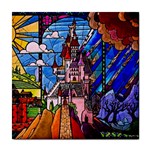 Beauty Stained Glass Castle Building Tile Coaster Front