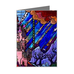 Beauty Stained Glass Castle Building Mini Greeting Card by Cowasu