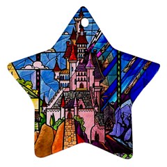 Beauty Stained Glass Castle Building Star Ornament (two Sides) by Cowasu