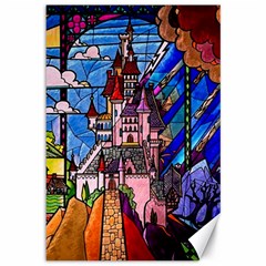 Beauty Stained Glass Castle Building Canvas 12  X 18  by Cowasu