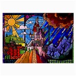 Beauty Stained Glass Castle Building Large Glasses Cloth Front