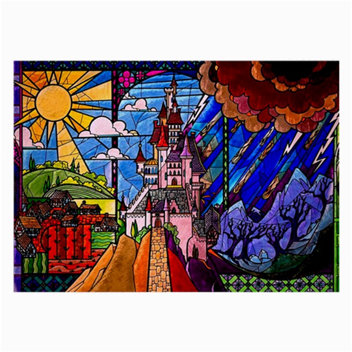 Beauty Stained Glass Castle Building Large Glasses Cloth