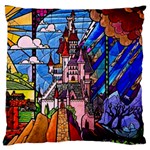 Beauty Stained Glass Castle Building Large Cushion Case (Two Sides) Front