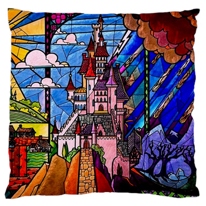 Beauty Stained Glass Castle Building Large Cushion Case (Two Sides)