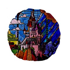 Beauty Stained Glass Castle Building Standard 15  Premium Round Cushions by Cowasu