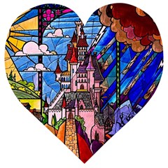 Beauty Stained Glass Castle Building Wooden Puzzle Heart by Cowasu