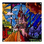 Beauty Stained Glass Castle Building Banner and Sign 3  x 3  Front