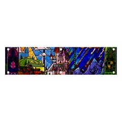 Beauty Stained Glass Castle Building Banner And Sign 4  X 1  by Cowasu