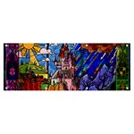 Beauty Stained Glass Castle Building Banner and Sign 8  x 3  Front