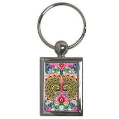 Pink Peacock Bird Pattern Texture Key Chain (rectangle) by Cowasu