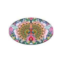 Pink Peacock Bird Pattern Texture Sticker Oval (100 Pack) by Cowasu