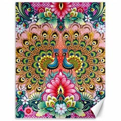 Pink Peacock Bird Pattern Texture Canvas 12  X 16  by Cowasu