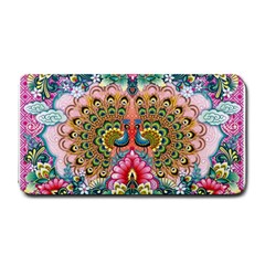 Pink Peacock Bird Pattern Texture Medium Bar Mat by Cowasu