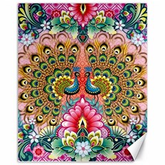 Pink Peacock Bird Pattern Texture Canvas 11  X 14  by Cowasu