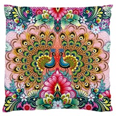 Pink Peacock Bird Pattern Texture Standard Premium Plush Fleece Cushion Case (two Sides) by Cowasu