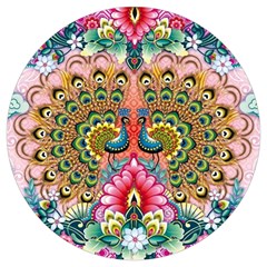 Pink Peacock Bird Pattern Texture Round Trivet by Cowasu