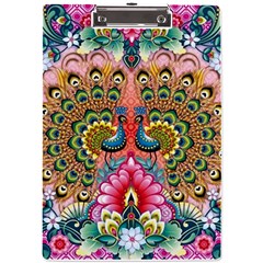 Pink Peacock Bird Pattern Texture A4 Acrylic Clipboard by Cowasu