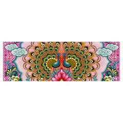 Pink Peacock Bird Pattern Texture Banner And Sign 9  X 3  by Cowasu