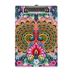 Pink Peacock Bird Pattern Texture A5 Acrylic Clipboard by Cowasu