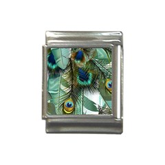 Peacock Feathers Feather Blue Green Italian Charm (13mm) by Cowasu