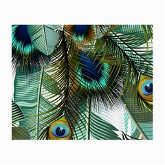 Peacock Feathers Feather Blue Green Small Glasses Cloth (2 Sides) by Cowasu