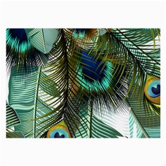 Peacock Feathers Feather Blue Green Large Glasses Cloth (2 Sides) by Cowasu