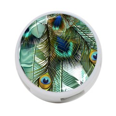 Peacock Feathers Feather Blue Green 4-port Usb Hub (one Side) by Cowasu