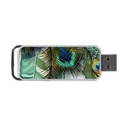 Peacock Feathers Feather Blue Green Portable Usb Flash (two Sides) by Cowasu