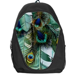 Peacock Feathers Feather Blue Green Backpack Bag by Cowasu