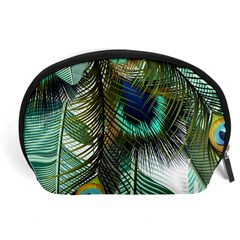 Peacock Feathers Feather Blue Green Accessory Pouch (large) by Cowasu