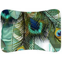 Peacock Feathers Feather Blue Green Velour Seat Head Rest Cushion by Cowasu