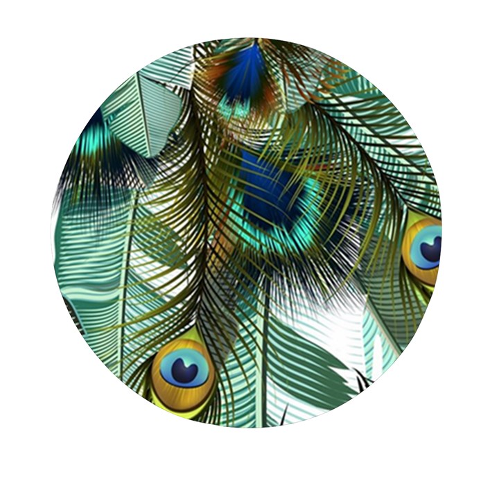 Peacock Feathers Feather Blue Green Mini Round Pill Box