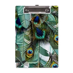 Peacock Feathers Feather Blue Green A5 Acrylic Clipboard by Cowasu