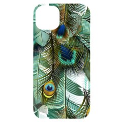 Peacock Feathers Feather Blue Green Iphone 14 Plus Black Uv Print Case by Cowasu