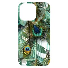 Peacock Feathers Feather Blue Green Iphone 14 Pro Max Black Uv Print Case