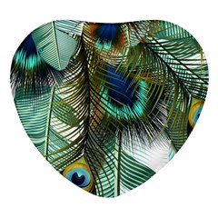 Peacock Feathers Feather Blue Green Heart Glass Fridge Magnet (4 Pack)