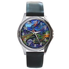 Psychedelic Landscape Round Metal Watch by Cowasu