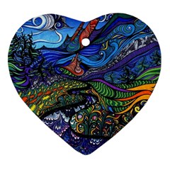 Psychedelic Landscape Ornament (heart) by Cowasu