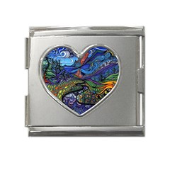 Psychedelic Landscape Mega Link Heart Italian Charm (18mm) by Cowasu