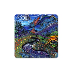 Psychedelic Landscape Square Magnet by Cowasu