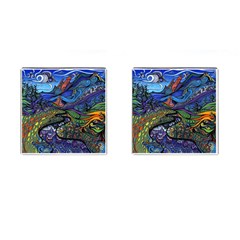 Psychedelic Landscape Cufflinks (square) by Cowasu