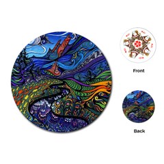 Psychedelic Landscape Playing Cards Single Design (round) by Cowasu