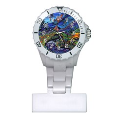 Psychedelic Landscape Plastic Nurses Watch by Cowasu