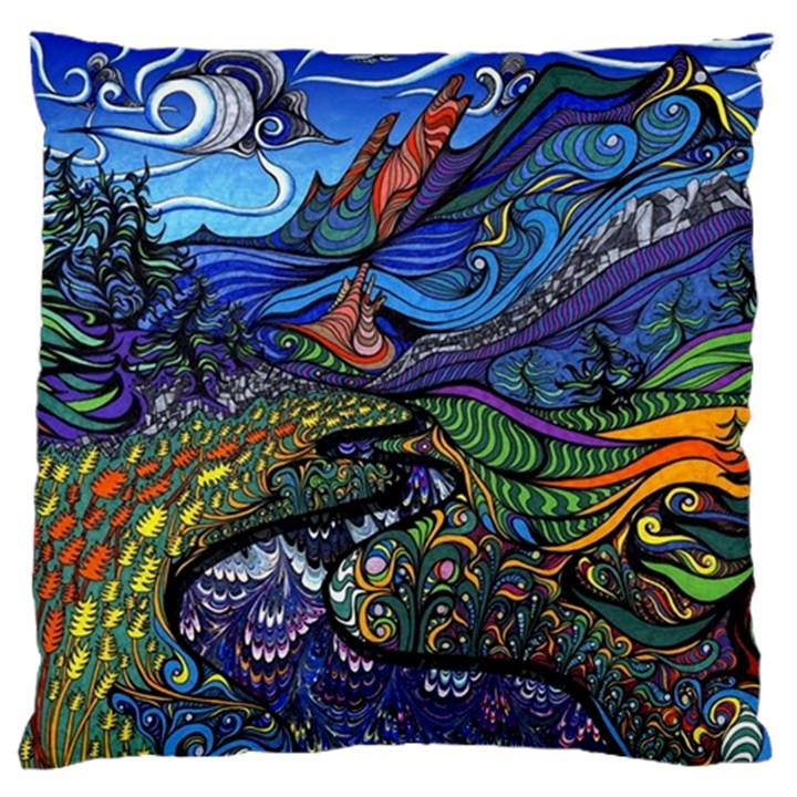 Psychedelic Landscape Large Premium Plush Fleece Cushion Case (One Side)