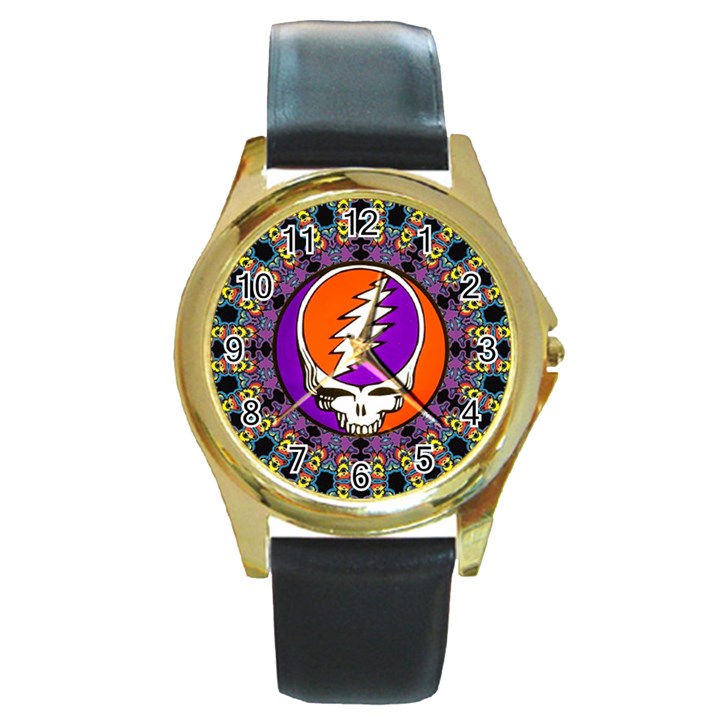 Gratefuldead Grateful Dead Pattern Round Gold Metal Watch